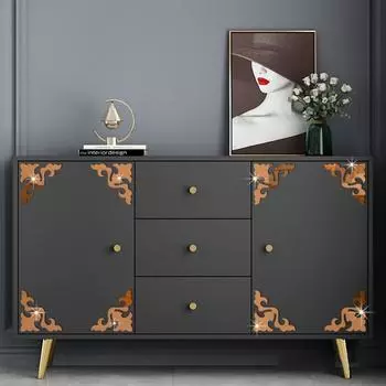 Самоклеящаяся наклейка на мебель с цветочным узором, наклейка на зеркало, декор для углов шкафа, настенная наклейка 10cm серебряный