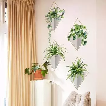 Самоклеящаяся наклейка на стену с зеленым растением, водонепроницаемая художественная настенная наклейка, декоративный фон Wall Sticker