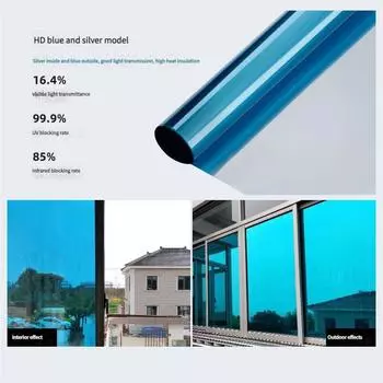 Самоклеящаяся ПЭТ оконная пленка - Блокирующая УФ-лучи Теплоизоляционная Тонировка стекла для защиты от солнца, конфиденциальности, затенения Окна дома, офиса 50cm*200cm