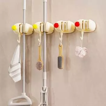 Самоклеящаяся подставка для швабры, держатель для швабры без проколов, подставка для швабры, вешалка для швабры, ванная комната Transparent-Style A