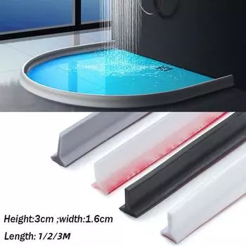 Самоклеящаяся силиконовая пробка для воды в ванной, водоудерживающая полоска, гибкая дверь в ванную, стиральная машина, барьер для душевой плотины 1M чёрный