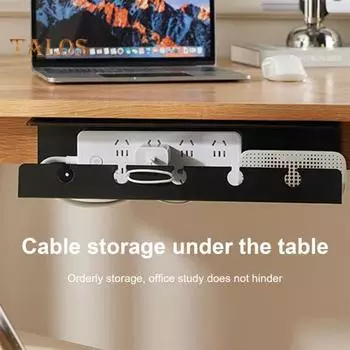 Самоклеящаяся стойка для хранения вещей Прочная несущая способность Простая установка Корзина для хранения проводов на компьютерном столе Универсальный органайзер для шнура белый
