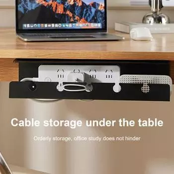Самоклеящаяся стойка для хранения вещей Прочная несущая способность Простая установка Корзина для хранения проводов на компьютерном столе Универсальный шнур белый