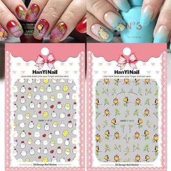 Самоклеящиеся 3D наклейки для ногтей Милые мультяшные наклейки для ногтей Украшения для ногтей