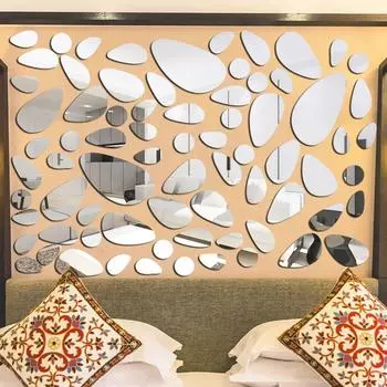 Самоклеящиеся 3D-наклейки в виде гальки, съемные наклейки на стену своими руками, модные зеркальные поверхности, виниловые настенные рисунки, современный стиль, украшения для дома