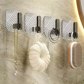 Самоклеящиеся акриловые крючки Крючок для пальто Легкий роскошный крючок без перфорации Прозрачный рядный крючок Прочный клей Подвесной настенный крючок Вешалка 1PCS