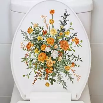 Самоклеящиеся бесследные съемные водонепроницаемые наклейки с зеленым листом и цветком для украшения домашней ванной комнаты Flower