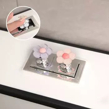 Самоклеящиеся цветы Туалет Пресс Кнопка смыва бачка для воды Кнопка смыва ванной комнаты Туалет Помощник Дизайн ногтей Дверная ручка Украшение дома фиолетовый