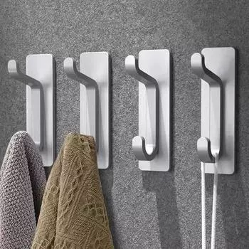 Самоклеящиеся крючки для полотенец из нержавеющей стали, черная/серебристая настенная вешалка для одежды, прочная, устойчивая к ржавчине настенная вешалка для одежды, халаты