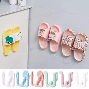 Самоклеящиеся крючки для тапочек. Полки для тапочек. Настенная стойка для обуви. Стеллаж для хранения обуви. Вешалка для сушки. Крючок для обуви в ванной комнате.