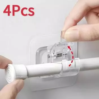 Самоклеящиеся крючки Крючок-зажим для карниза без прокола Подвесной держатель для карниза для душевой занавески Бытовой фиксированный держатель для подвесного крючка