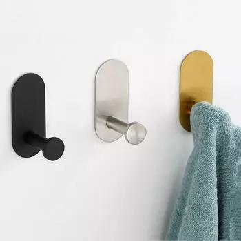 Самоклеящиеся крючки Настенные крючки Держатель для полотенец Вешалка для одежды Сумка для ключей Вешалки для шляп Хранение в ванной чёрный