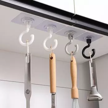 Самоклеящиеся крючки Потолочные вращающиеся крючки Настенные дверные крепкие липкие крючки-присоски Многоцелевые крючки для хранения Домашнее хранение