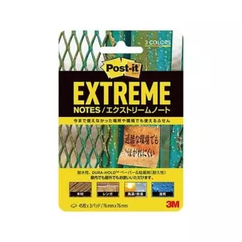 Самоклеящиеся листочки Post-It Notes Extreme Notes 3M, водостойкие и устойчивые к атмосферным воздействиям, для строительных и производственных площадок, 76 мм x 76 мм, 45 листов, 3 блока EXTRM33-3AMJ1