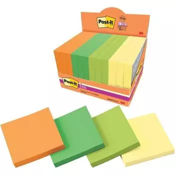 Самоклеящиеся листочки Post-it Notes, многоцветные, 6, 75 x 75 мм, 90 листов x 12 книг 6541SS-MC-6