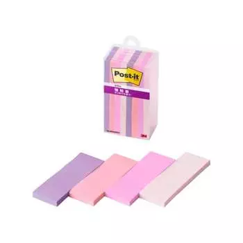 Самоклеящиеся листочки Post-it, прочные самоклеящиеся листочки, многоцветные 7N, 75 x 25 мм, 45 листов, 4 цвета, по 2 блока в каждом, прозрачный футляр, 500SS-MC-7N