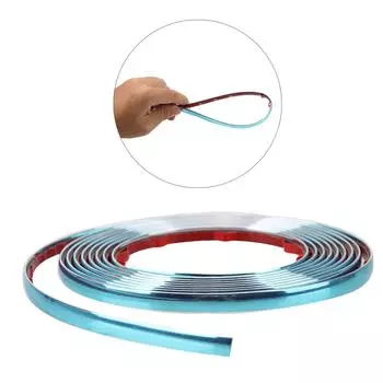 Самоклеящиеся молдинги для автомобиля Наклейки Пленки Зеркало заднего вида Защитная лента для бампера Универсальная хромированная полоса для боковых дверей Серебро