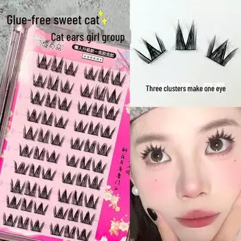 Самоклеящиеся накладные ресницы «кошачьи ушки» Mengji Shangpin ST77 — густые, простые в использовании для начинающих.