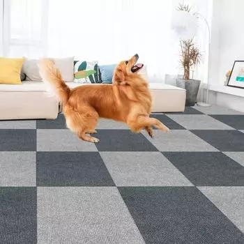 Самоклеящиеся наклейки на ковры для пола, квадратные коврики, самоклеящиеся коврики для самостоятельного укладки на пол для кухни, столовой, спальни, домашнего декора 30 см 15pcs коричневый