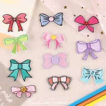 Самоклеящиеся нашивки, вышитые своими руками нашивки для одежды, мультяшные нашивки в виде галстука-бабочки на одежде, значки с аппликацией, принадлежности для рукоделия «сделай сам» 4.5x3.5cm