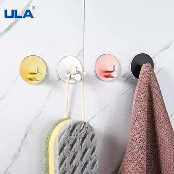 Самоклеящиеся настенные крючки ULA, черное золото, крючок для халата, настенный крючок, крючок для полотенец для ванной комнаты, нержавеющий крючок, вешалка, кухонная фурнитура чёрный