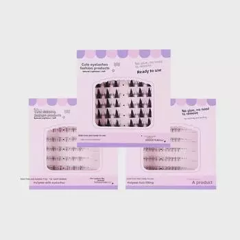 Самоклеящиеся натуральные нижние ресницы Mengji Shangpin Wild Cat - одиночные пучки, дизайн Naughty Elf без клея