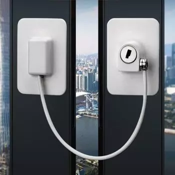 Самоклеящиеся оконные замки без сверления, детский защитный трос, оконный замок, детские ограничители открывания окон с ключом белый