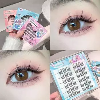 Самоклеящиеся пучки ресниц своими руками, тонкие пучки накладных ресниц, модные бесклеевые накладные ресницы для девочек StyleC 2Rows