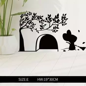 Самоклеящиеся ПВХ креативные черные наклейки на стену в виде мышиной норы для детской комнаты, виниловые настенные наклейки для гостиной, настенные зеркальные наклейки для дома