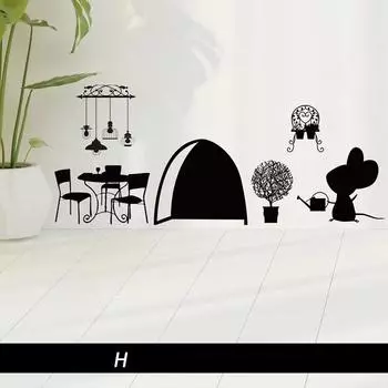 Самоклеящиеся ПВХ креативные черные наклейки на стену в виде мышиной норы для детской комнаты, виниловые настенные наклейки для гостиной, настенные зеркальные наклейки для дома