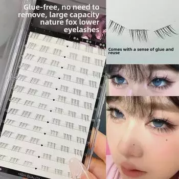 Самоклеящиеся ресницы Mengji Shangpin Fox-Series: Натуральный, плотный, однокластерный, сегментированный, готовый к съемке