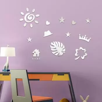 Самоклеящиеся трехмерные акриловые наклейки на стену для гостиной, самоклеящиеся настенные 3d наклейки для гостиной, украшения стен коридора JM419-Silver