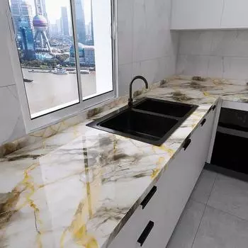 Самоклеящиеся водонепроницаемые наклейки на стену для ванной комнаты, устойчивые к плесени и пятнам, современные самоклеящиеся обои для кухни из мрамора размером 40 см 40cmX1m