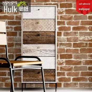 Самоклеящиеся водонепроницаемые обои из ПВХ толщиной 3 м с кирпичным узором : «Ретро-дизайн из красного кирпича для ресторанов и реконструкций» 0.445 x 3m per Roll