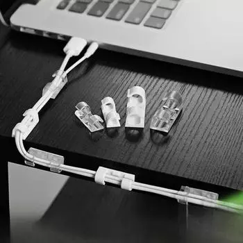 Самоклеящиеся зажимы для укладки проводов: Большие и маленькие настенные и настольные кабельные органайзеры без отверстий Small (OPP packaging) белый