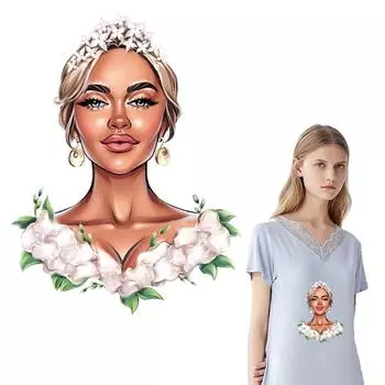 Самоклеящиеся железные нашивки для женской одежды, термотрансферная футболка с цветочным узором, джинсы, сделай сам, сделай сам 19.1x25cm