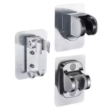 Самоклеящийся держатель для душевой лейки, регулируемый, без пробивки, для ванной комнаты, биде, настенный кронштейн для душевой лейки, кухонные принадлежности серебряный