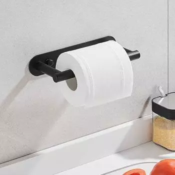 Самоклеящийся держатель для туалетной бумаги, нержавеющая стойка для салфеток, прочная полка для хранения рулонов бумаги, туалетная комната чёрный