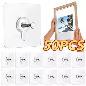 Самоклеящийся крючок для картины, суперпрочный настенный крючок без прокалывания, держатель для фоторамки без проколов, для ванной комнаты, кухни, для хранения вещей screw attachment-4pcs