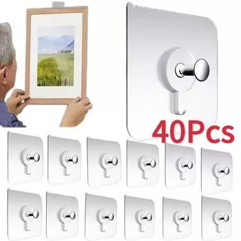 Самоклеящийся крючок для картины, суперпрочный настенный крючок без прокалывания, держатель для фоторамки без проколов, для ванной комнаты, кухни, хранения A 5PCS