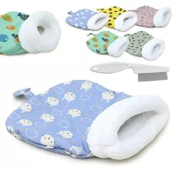 Самонагревающаяся кровать для кошек, мягкий плюшевый зимний спальный мешок для кошек, спальный мешок для кошек, живущих в помещении, милый питомец, маленький щенок, лежанка для кошек M розовый