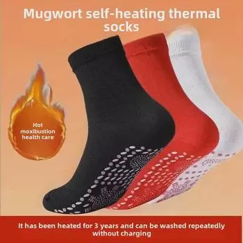 Самонагревающиеся турмалиновые массажные носки — теплые, морозостойкие, впитывающие пот хлопковые носки средней длины. One Size красный