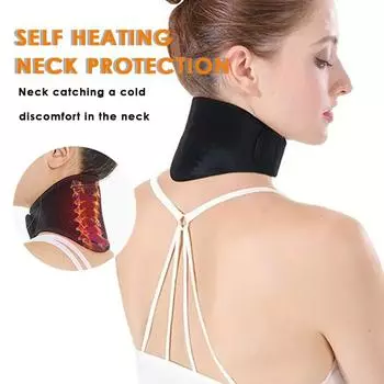 Самонагревающийся шейный бандаж, магнитный шейный массажер для расслабления и тепла, не требует электричества, многоразовый чёрный