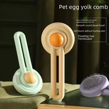 «Самоочищающаяся расческа для кошек и собак»: Удаление спутанных волос с помощью кнопки «Освобождение волос» egg yolk comb