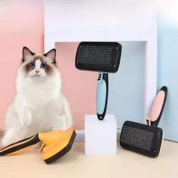 Самоочищающаяся расческа для удаления шерсти и линьки для собак и кошек 92287 зелёный