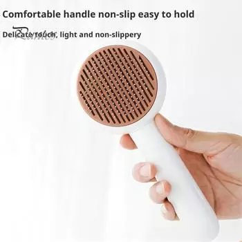 Самоочищающаяся щетка для кошек с кнопкой фиксатора, щетка для груминга кошек с отсоединяемой ручкой для шлифовки когтей, расческа для удаления шерсти домашних животных для кошек и собак серый