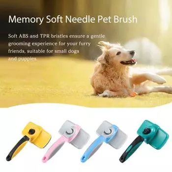 Самоочищающаяся щетка для кошек, щетка для ухода за домашними животными, щетка для линяющих собак, массажная расческа, инструмент для удаления шерсти, принадлежности для собак, аксессуары для домашних животных зелёный