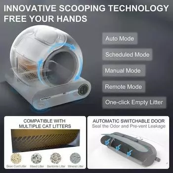 Самоочищающийся кошачий туалет с приложением для управления Умные горшки для кошек Автоматическая полузакрытая дезодорация Стерилизация Аксессуары для кошек European standard
