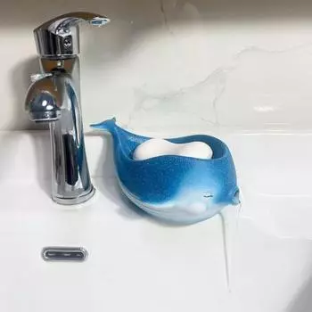 Самоосушающаяся мыльница в форме кита, легко моется, многоразовая мыльница для душа, украшение для ванной комнаты A