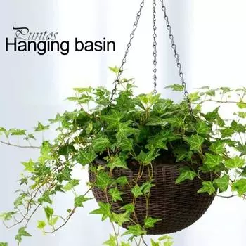 Самополивающиеся подвесные кашпо для помещений и улицы, утолщенная подвесная корзина, цветочный горшок с индикатором уровня воды, подвесной горшок для кактусов и трав L чёрный